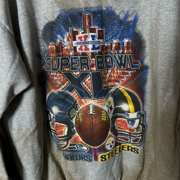 2006 Super Bowl XL Seahawks Steelers Crewneck Large - Picture 2 of 3